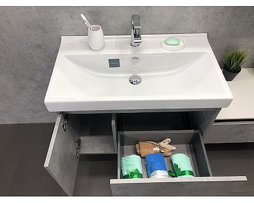 Тумба с раковиной Comforty Осло 80 00-00000836 подвесная Бетон светлый