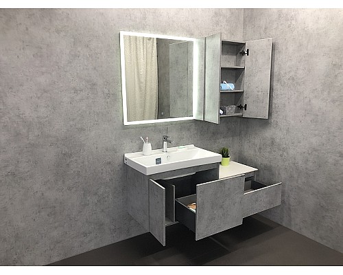 Тумба с раковиной Comforty Осло 80 00-00000836 подвесная Бетон светлый