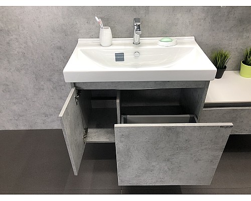 Тумба с раковиной Comforty Осло 80 00-00000836 подвесная Бетон светлый