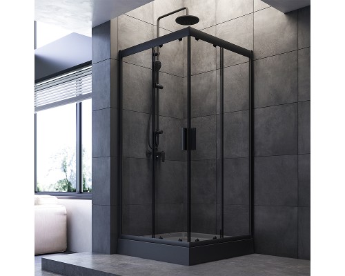 Душевой уголок AM.PM Gem 90х90 W90G-403-090BT профиль Черный матовый стекло прозрачное
