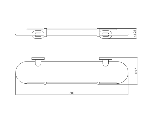 Стеклянная полка Rav Slezak Yukon YUA0900/50CMAT Черная матовая