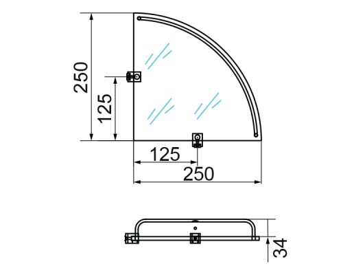 Полка угловая Veragio Gifortes 25.6х25.6xH4 стекло матовое, бронза
