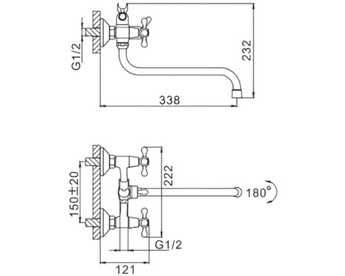 Смеситель для ванны Frap H08 F2208 универсальный Хром