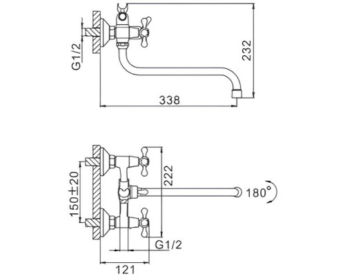 Смеситель для ванны Frap H08 F2208 универсальный Хром