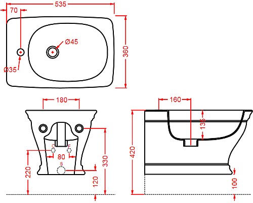 Биде Artceram Civitas CIB001 03 00 подвесное Черное