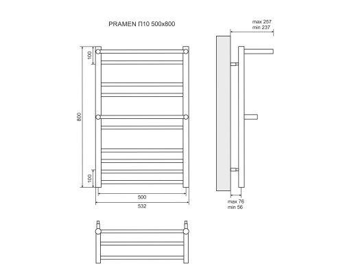 Полотенцесушитель электрический Lemark Pramen LM33810E 500x800