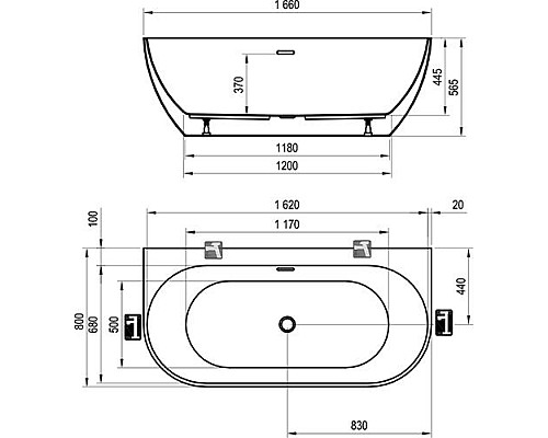 Акриловая ванна Ravak FREEDOM XC00100024 1660х800 белая отдельностоящая