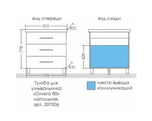 Тумба под раковину СанТа Омега 80 207006 Белая