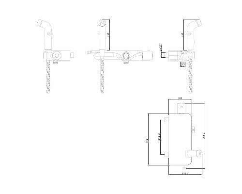 Гигиенический душ со смесителем Lemark Comfort LM7169CW с термостатом Хром