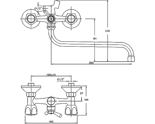Смеситель для ванны Haiba HB2209 универсальный Хром
