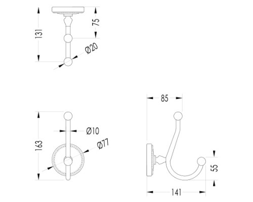Двойной крючок Devon&Devon Dorothy DOR413CR Хром