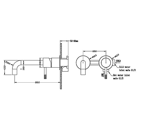 Смеситель для раковины Boheme Uno 465-BCR Черный матовый Хром