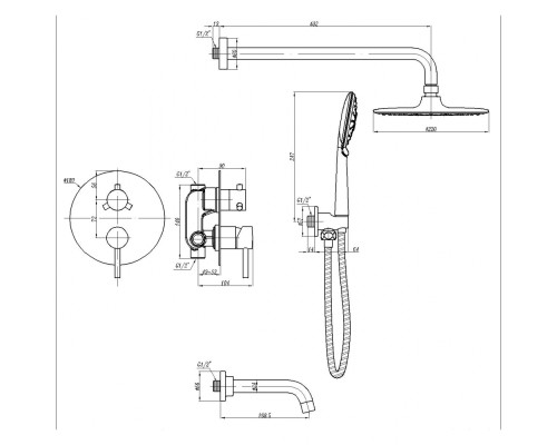 Душевая система ABBER Wasser Kreis AF8117B черная матовая