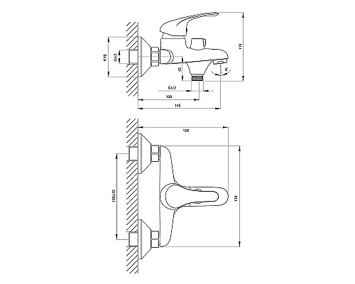 Смеситель для ванны Rossinka A35-30 Хром