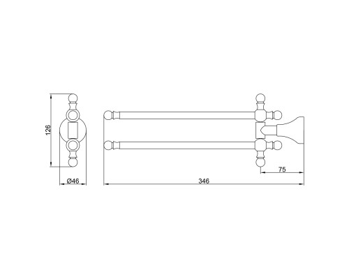 Полотенцедержатель двойной поворотный Veragio Gialetta L30, хром