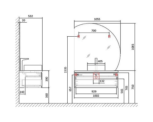 Тумба под раковину Jorno Solis 100 Sol.01.100/P/W подвесная Белая