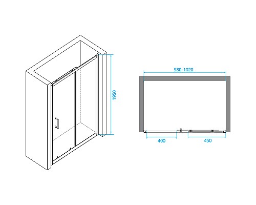 Душевая дверь RGW Passage PA-14 W 100 41081410-15 профиль Белый стекло прозрачное