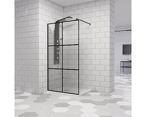 Душевая перегородка RGW Walk In WA-111B 90 411011109-84 профиль Черный стекло прозрачное
