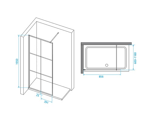 Душевая перегородка RGW Walk In WA-111B 90 411011109-84 профиль Черный стекло прозрачное