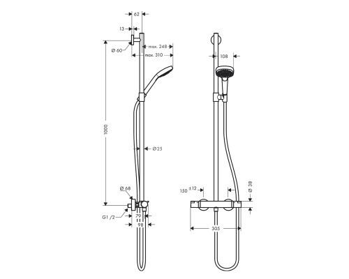 Душевая система Hansgrohe Croma Select E с термостатом хром 27248400