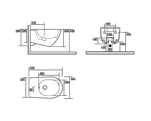 Биде Kerasan Aquatech 372401*1 подвесное Белое