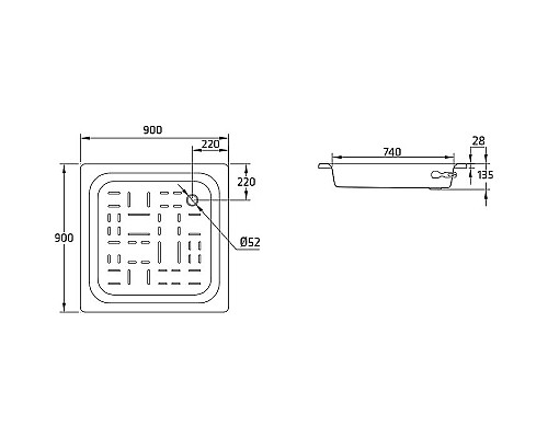 Стальной поддон для душа BLB Universal SG 90х90 CF9012001 Белый