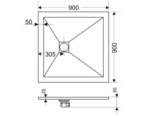 Душевой поддон из искусственного камня Grossman Strong 90x90 Графит
