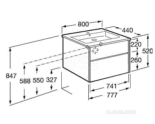 Тумба под раковину Roca Ronda 80 ZRU9302965 белый глянец/антрацит