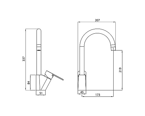 Смеситель для кухни Koller Pool Kvadro Arc KA0500 Хром