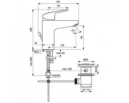 Смеситель для раковины Ideal Standard Ceraflex B1712AA Хром
