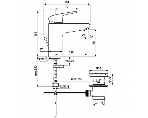 Смеситель для раковины Ideal Standard Ceraflex B1712AA Хром