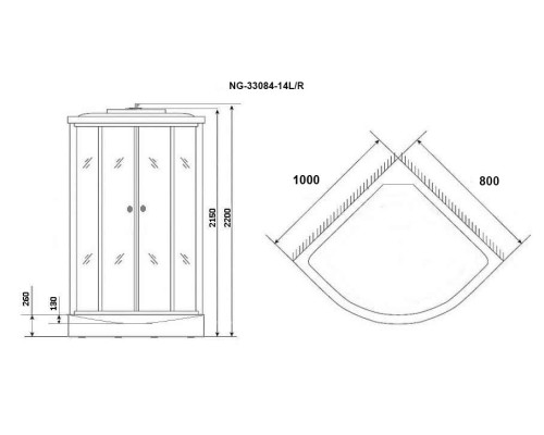 Душевая кабина Niagara Classic 100х80 R NG-33084R без гидромассажа