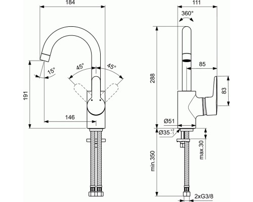 Смеситель для раковины Ideal Standard Connect Blue Хром