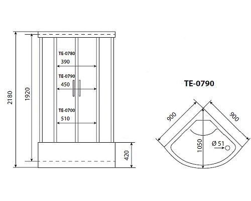 Душевая кабина Timo Eco 90x90 TE-0790 с гидромассажем Душевая кабина Timo Eco 90x90 TE-0790 с гидромассажем