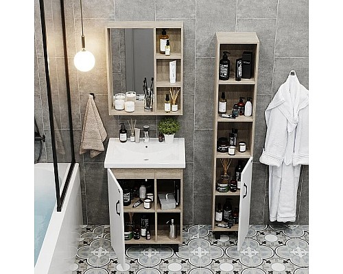 Тумба под раковину Onika Тимбер 60.01 106115 Белый матовый Дуб сонома