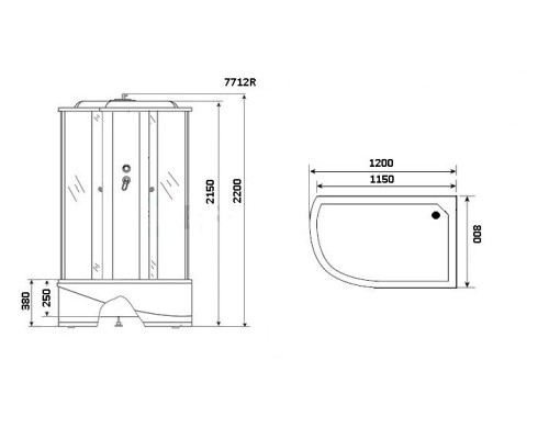 Душевая кабина Niagara Luxe NG-7712WR 120x80
