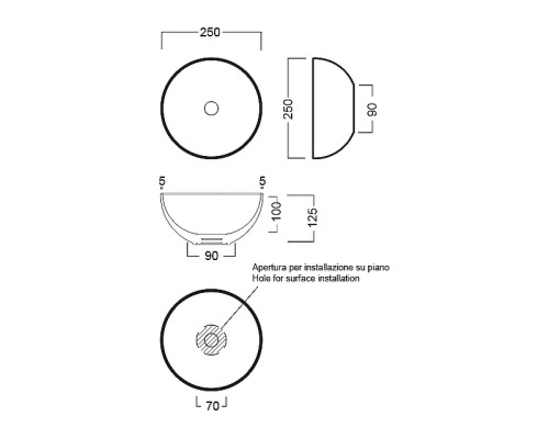 Раковина-чаша Hatria Happy Hour 25 Y5A501 Белая