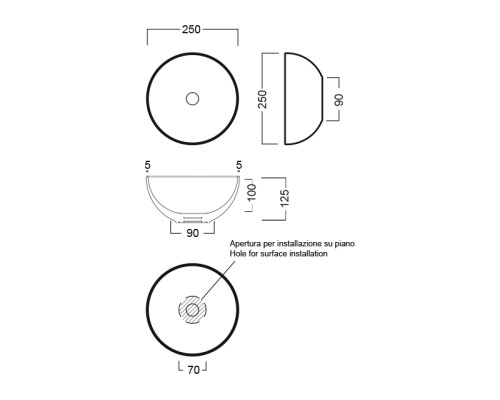 Раковина-чаша Hatria Happy Hour 25 Y5A501 Белая
