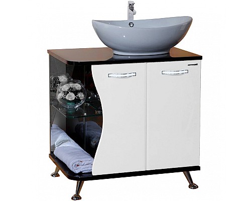 Тумба под раковину Bellezza Рио 70 R 4633611241263 Черная Белая
