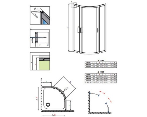 Душевой уголок Radaway Premium Plus A 1900 80x80 Хром