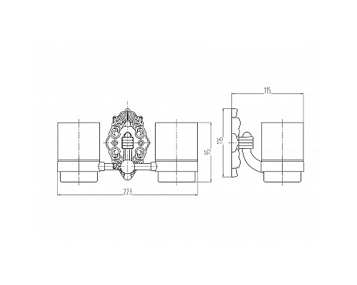 Держатель со стаканами настенный, двойной MILACIO Valls, бронза MC.923.BR