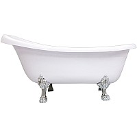 Ванна из искусственного камня Castone Даллас King 175x80 Белая ножки Хром