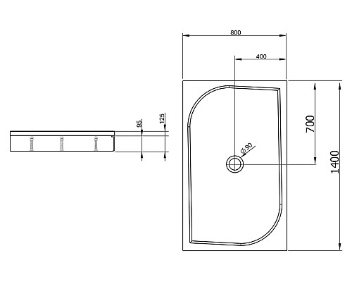 Душевой поддон из искусственного камня Radaway Paros D 80x140x13 белый