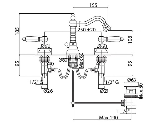 Смеситель для биде Cezares LORD-BBS2-01