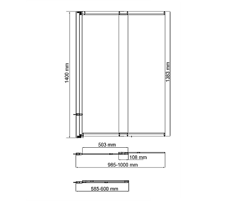 Шторка на ванну WasserKRAFT Dill 100 61S02-100WS профиль Черный стекло прозрачное