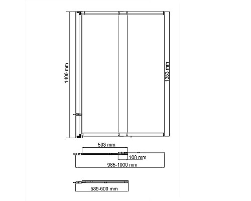 Шторка на ванну WasserKRAFT Dill 100 61S02-100WS профиль Черный стекло прозрачное