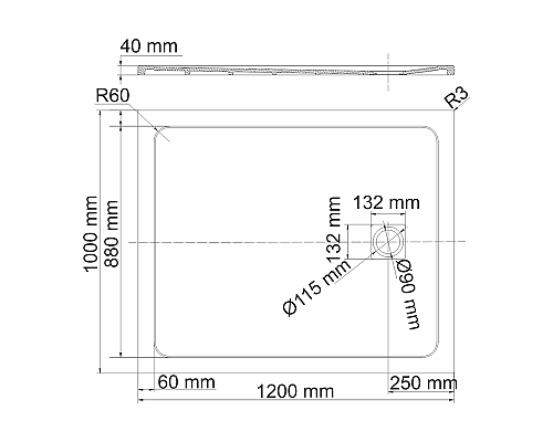 Душевой поддон из искусственного камня WasserKRAFT Rhin 120x100 44T10 Белый матовый