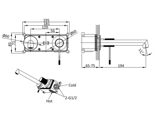 Смеситель для раковины Vincea Desire VBFW-1D1GM Вороненая сталь