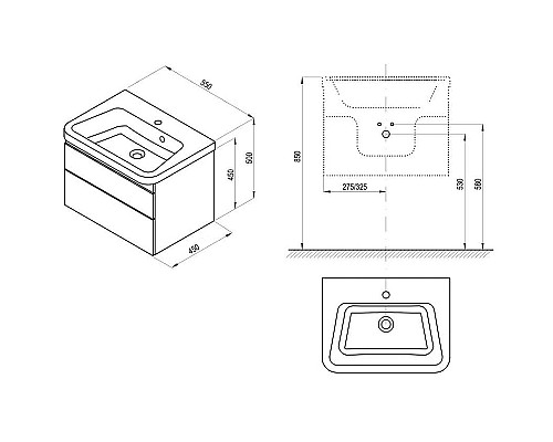 Тумба под раковину Ravak SD 10° II 55 X000001285 подвесная Темный Орех