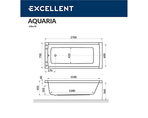 Ванна Excellent Aquaria 170x75